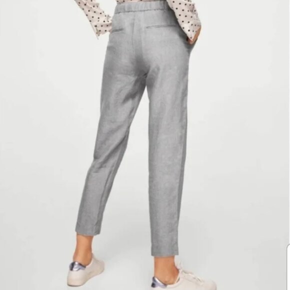 Mango Basics 100% Linen Drawstring Pull On Pants (Gray) - Size Small - Picture 12 of 12